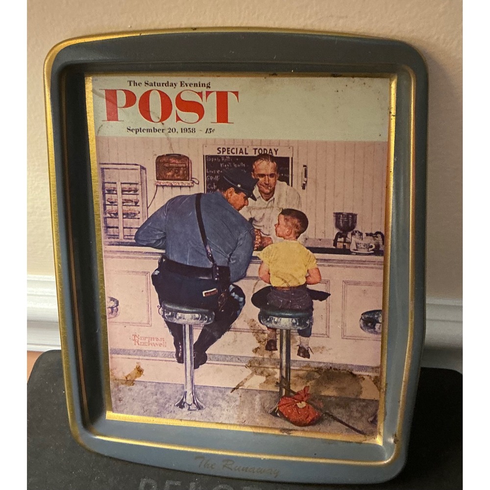 Norman Rockwell The Runaway Tin Tray Daher Ltd Saturday Evening Post Vintage